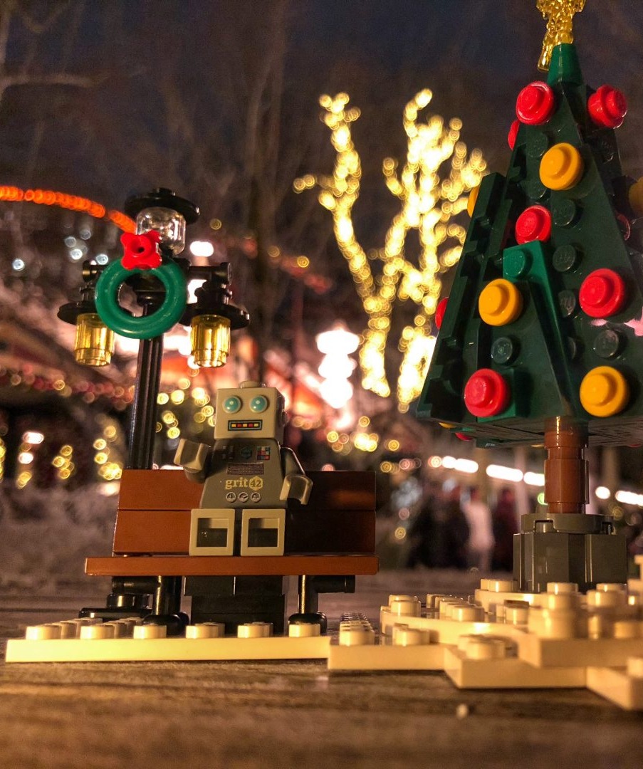 A LEGO Marvin the Paranoid Android minifigure at Tivoli Gardens
